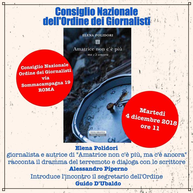 “Amatrice non c’è più, ma c’è ancora”: presentazione del libro il 4 dicembre a Roma