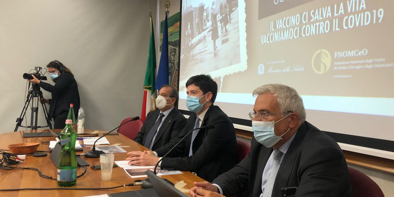 VACCINIAMOCI. CONFERENZA STAMPA COL MINISTRO SPERANZA E LA FNOMCEO. VERNA: “GRAZIE ALLA MINISTRA LAMORGESE PER L’ATTENZIONE ALLE AGGRESSIONI A MEDICI E GIORNLISTI”