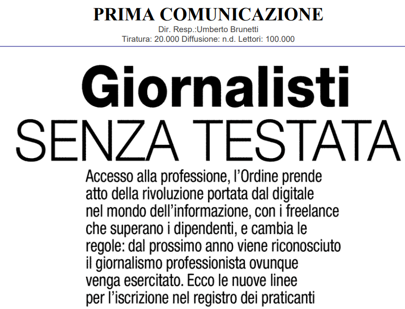 Innovazione e giornalismo, Prima intervista Bartoli