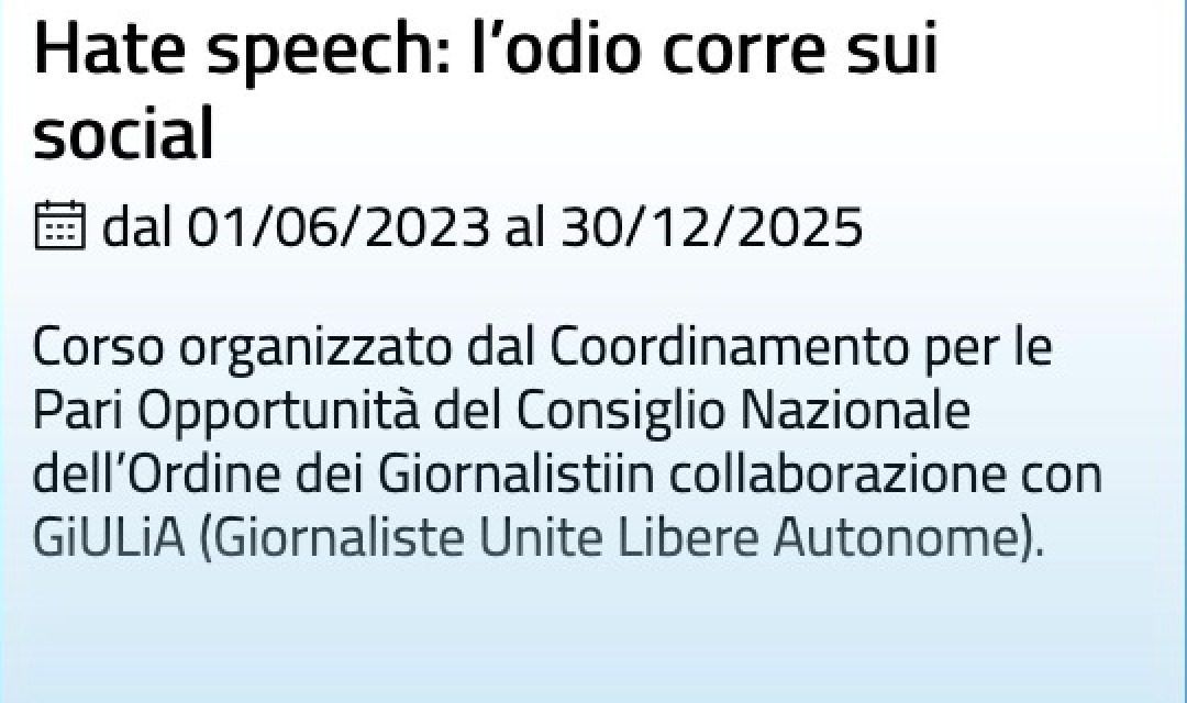 Hate speech: l’odio corre sui social, un nuovo corso on demand