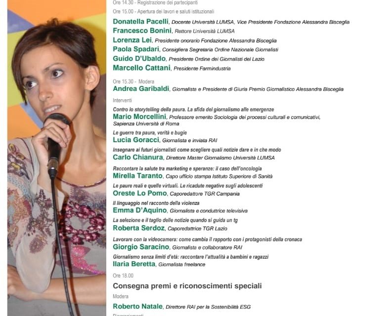 Concorrenti da tutta Italia per la VII edizione del Premio Giornalistico Alessandra Bisceglia