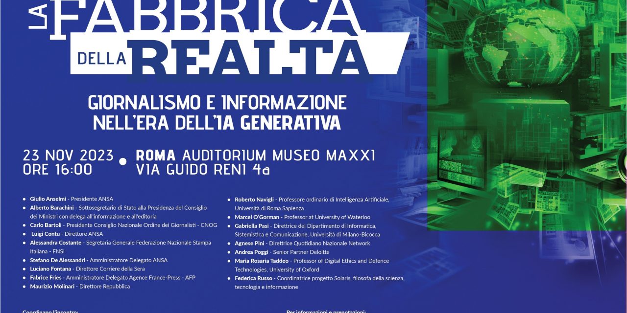 IA generativa: a Roma un convegno organizzato da ANSA