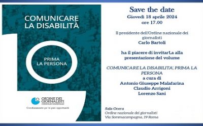 Comunicare la disabilità: Prima la persona, giovedì 18 presentazione a Roma del volume