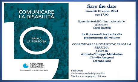 Comunicare la disabilità: Prima la persona, giovedì 18 presentazione a Roma del volume