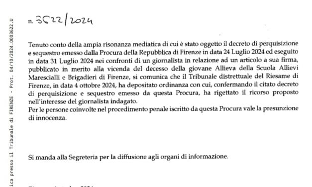 Perquisizione di un giornalista, legittima per il Tribunale di Firenze